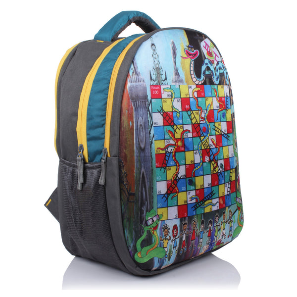 Suntop Snakes & Ladder Game 27 L Free Size Backpack(Grey) - testSuntop