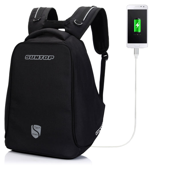Suntop Anti-Theft TechShield USB Backpack (Black) - testSuntop