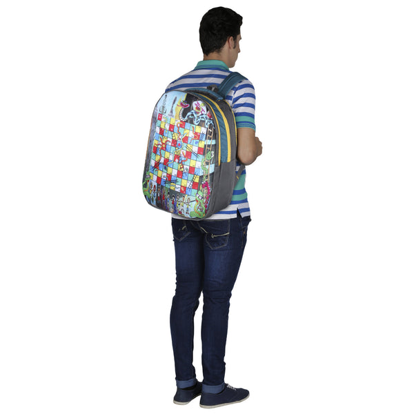 Suntop Snakes & Ladder Game 27 L Free Size Backpack(Grey) - testSuntop