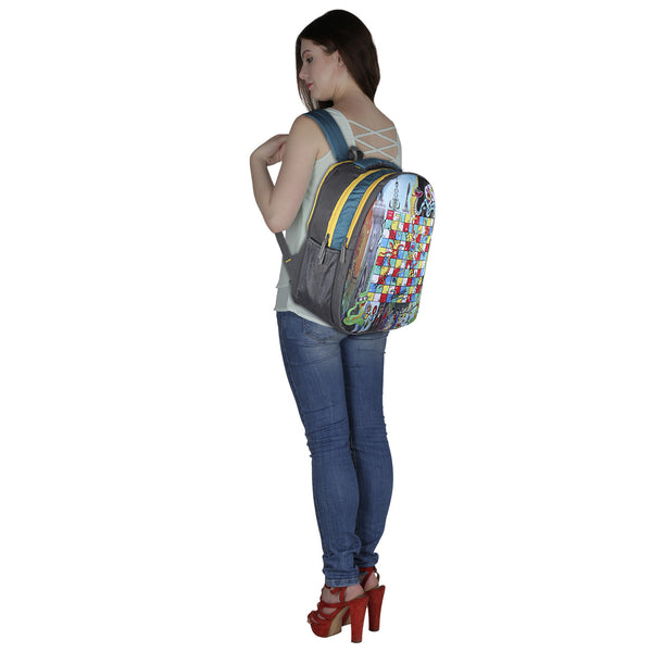 Suntop Snakes & Ladder Game 27 L Free Size Backpack(Grey) - testSuntop