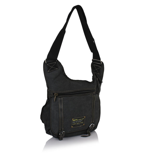 Suntop Men Black Cotton, Canvas Sling Bag(Black) - testSuntop
