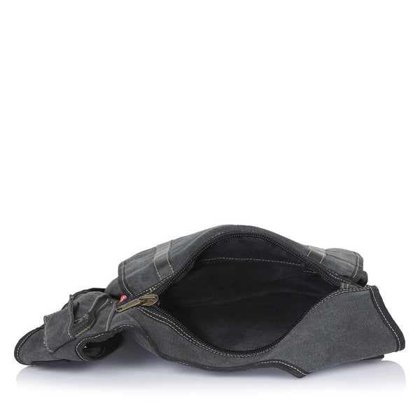 Suntop Men Black Cotton, Canvas Sling Bag(Black) - testSuntop