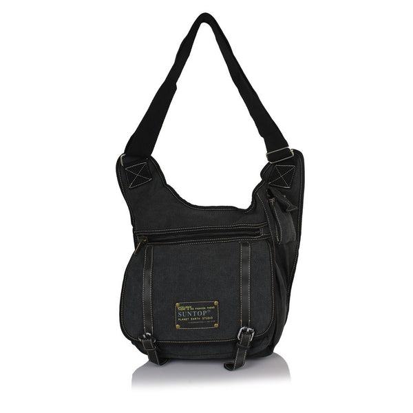 Suntop Men Black Cotton, Canvas Sling Bag(Black) - testSuntop