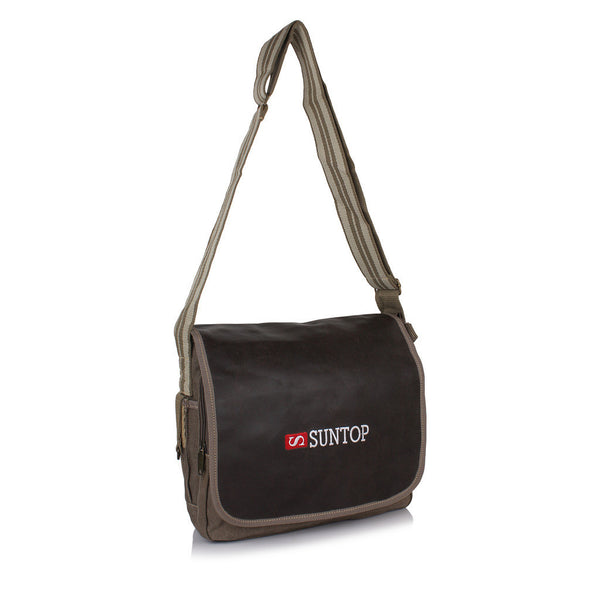 Suntop Men Multicolor Cotton, Canvas Sling Bag(Black and Brown) - testSuntop