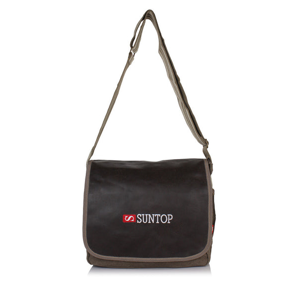 Suntop Men Multicolor Cotton, Canvas Sling Bag(Black and Brown) - testSuntop