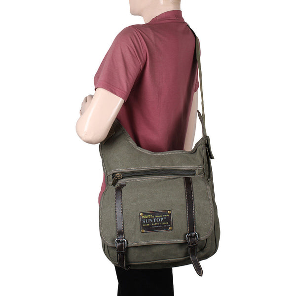 Suntop Men Green Cotton, Canvas Sling Bag(Green) - testSuntop