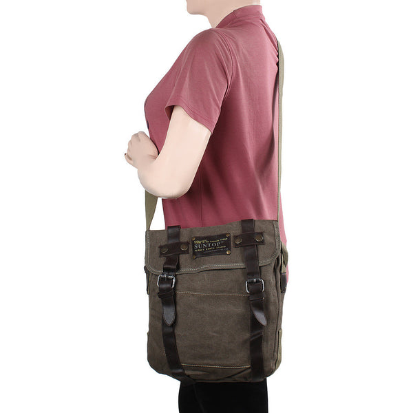 Suntop Men Brown Cotton, Canvas Sling Bag(Brown) - testSuntop