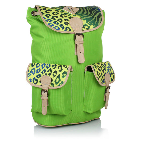Suntop Wild 9 25 L Free Size Backpack(Green and Cheetah Zebra Print) - testSuntop