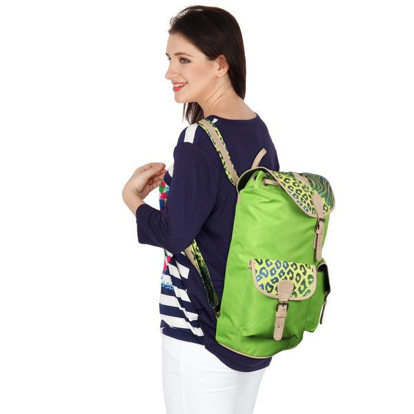 Suntop Wild 9 25 L Free Size Backpack(Green and Cheetah Zebra Print) - testSuntop