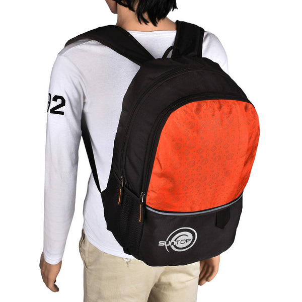 Suntop Pixel Daypack Bag Waterproof Fabric 24 L Backpack(Black and Orange) - testSuntop