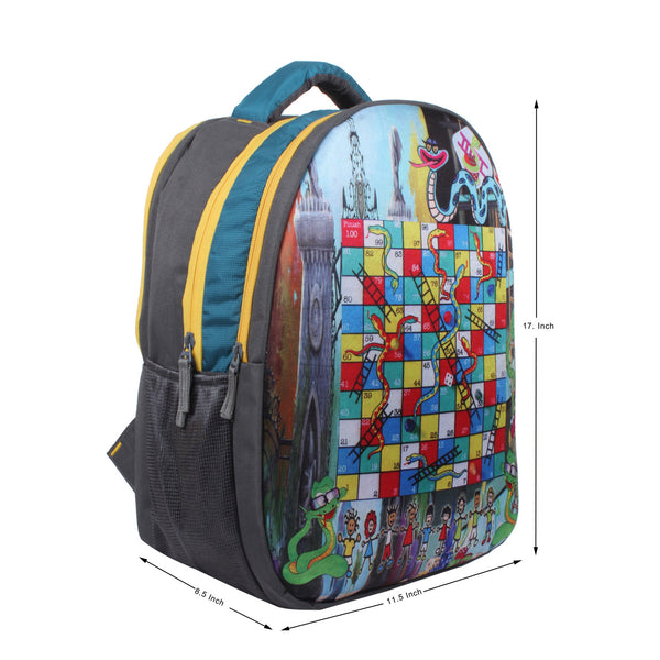Suntop Snakes & Ladder Game 27 L Free Size Backpack(Grey) - testSuntop